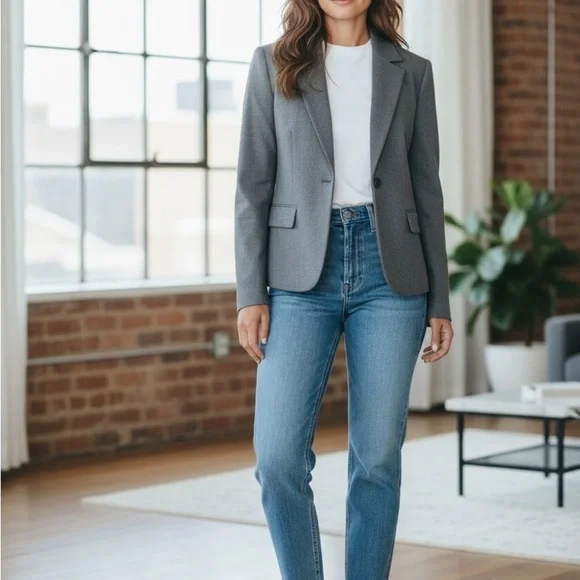 Caslon Gray Blazer with Teal Lining - Picture 2 of 5